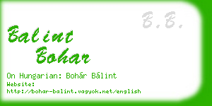 balint bohar business card